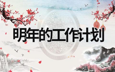 明年的工作计划范文模板大全（精品16篇）