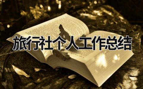 旅行社个人工作总结 旅行社个人工作总结和计划 范文模板大全（汇编13篇）