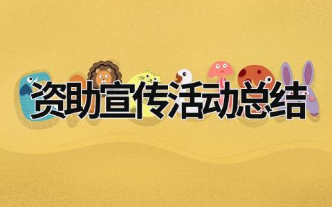 资助宣传活动总结 资助宣传活动总结500字 范文模板大全（汇编14篇）