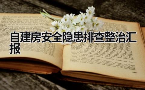 自建房安全隐患排查整治汇报 自建房安全隐患排查整治汇报 范文模板大全（精选13篇）
